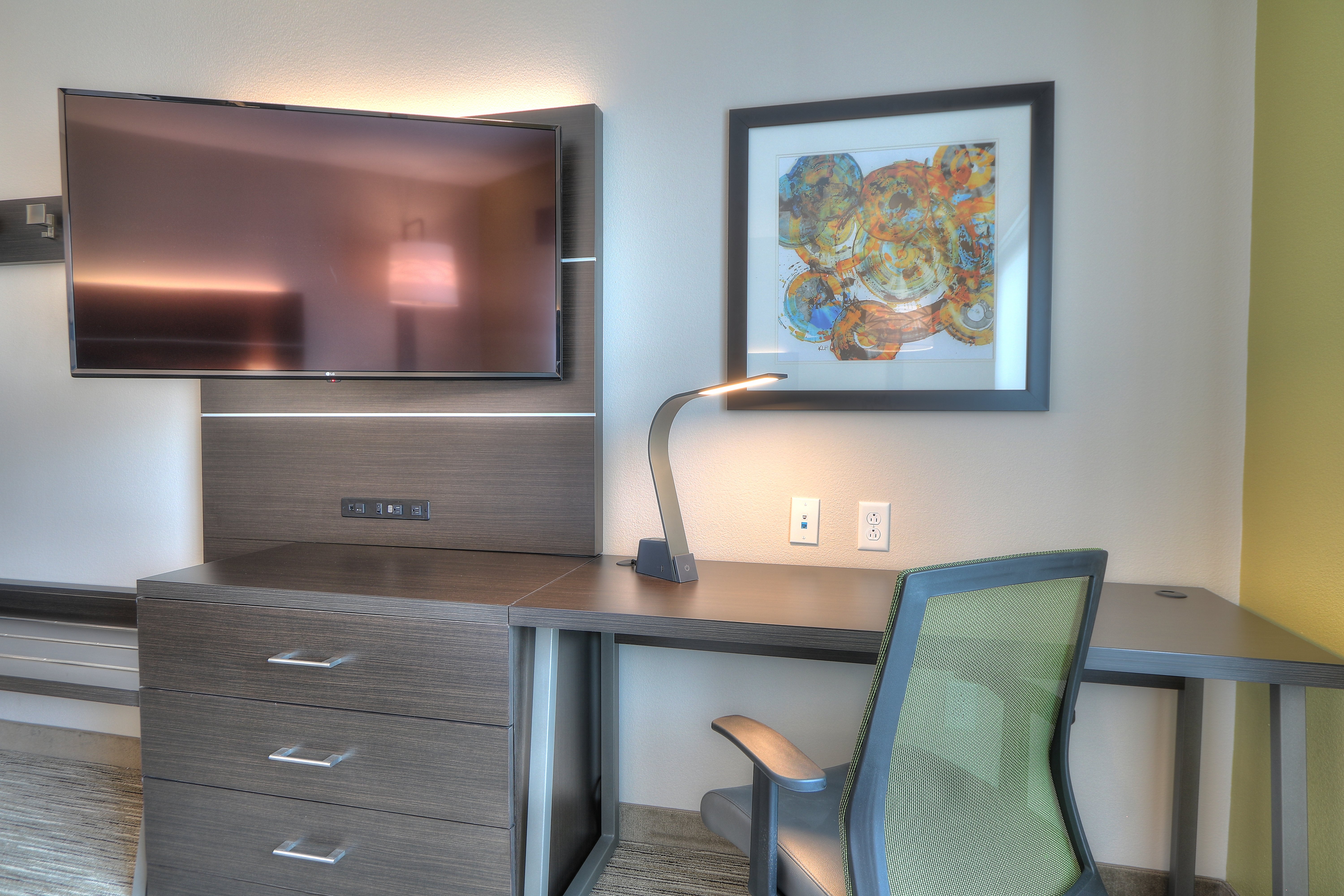 Extra Outlets and USB ports are featured throughout our rooms. 