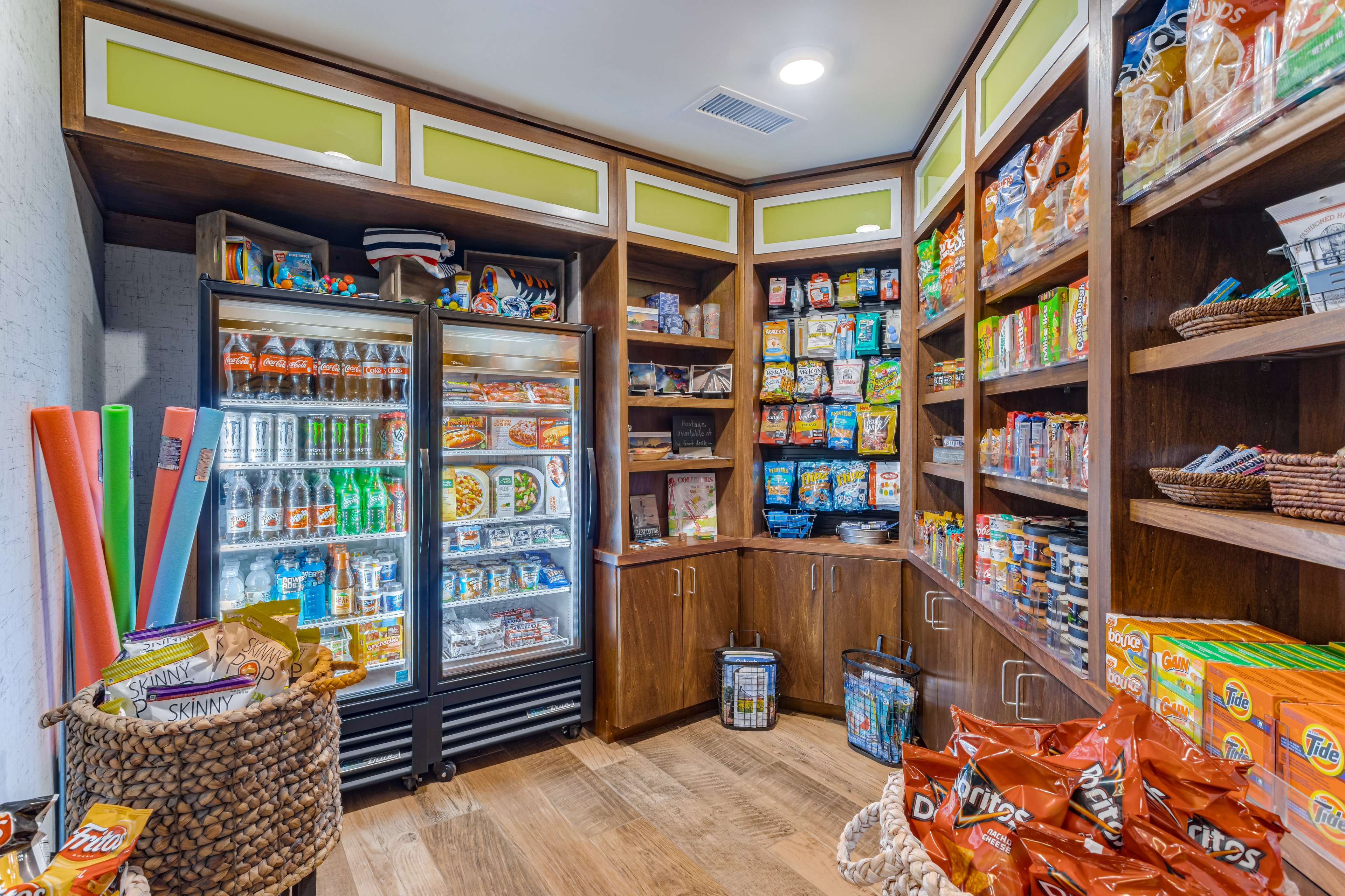 An extensive selection of snacks, drinks, and every day items