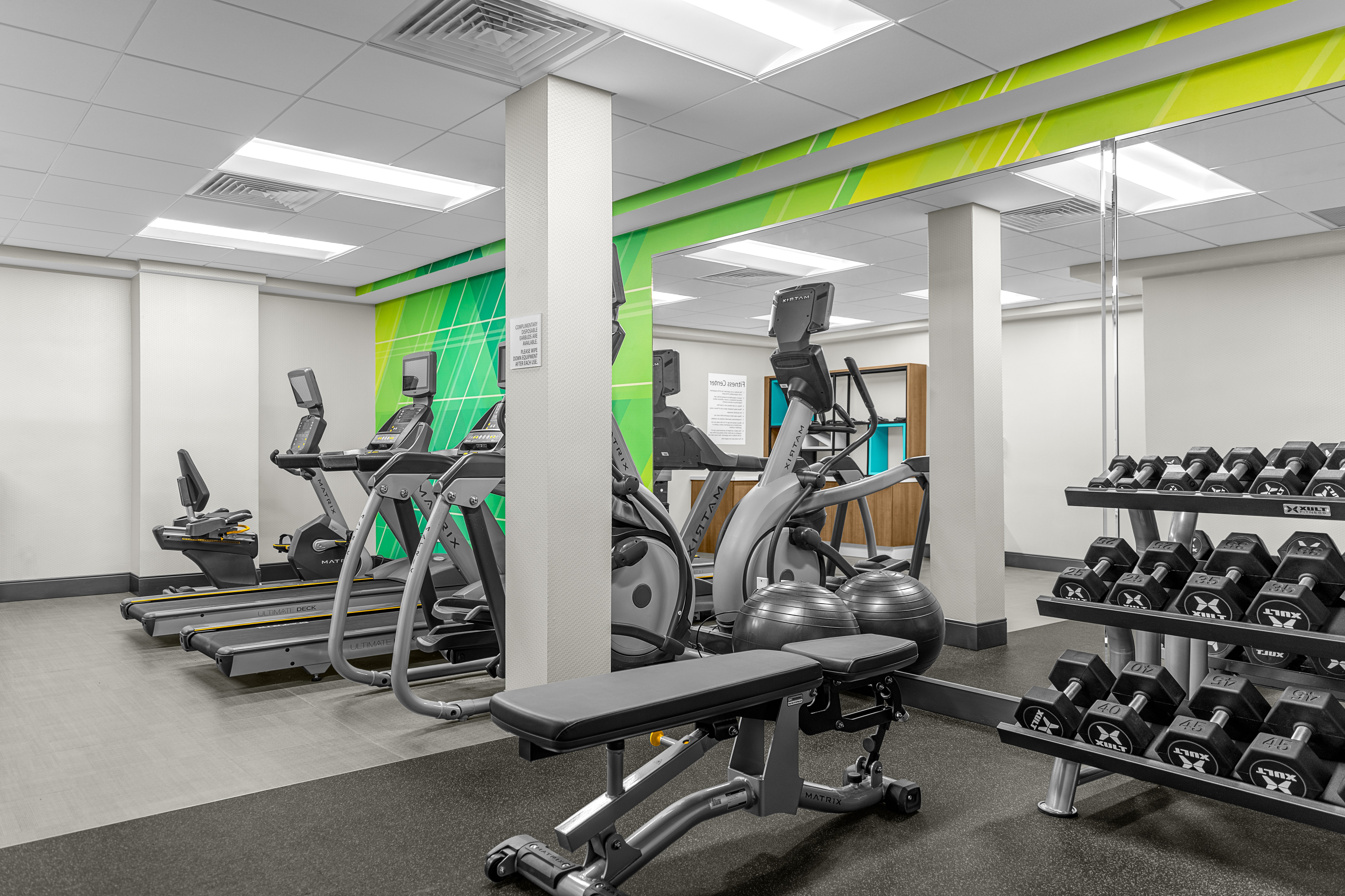 Stay healthy and fit on the road in our fitness center.
