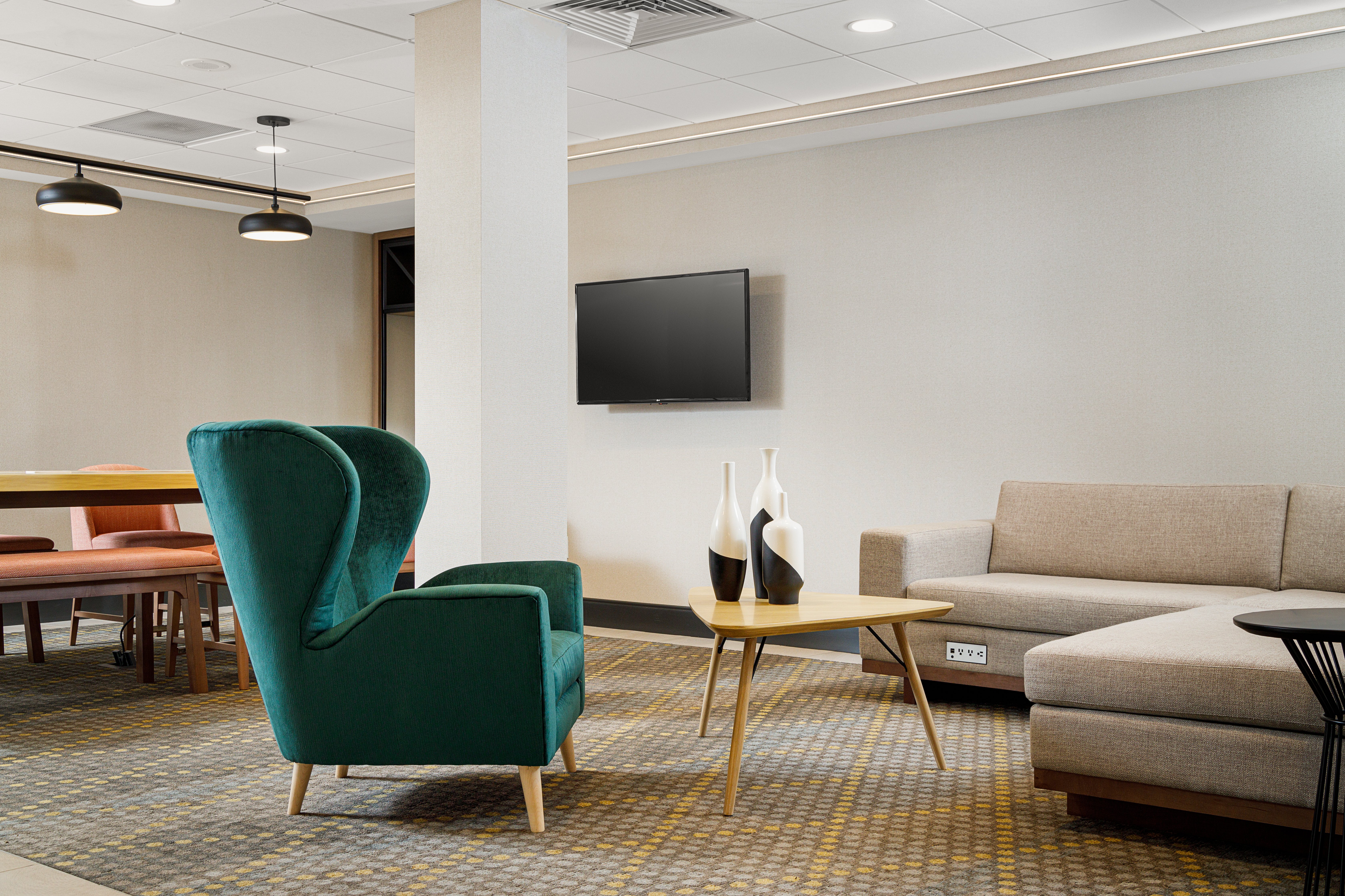 Catch up on work, watch the news, or relax in our modern lobby.  