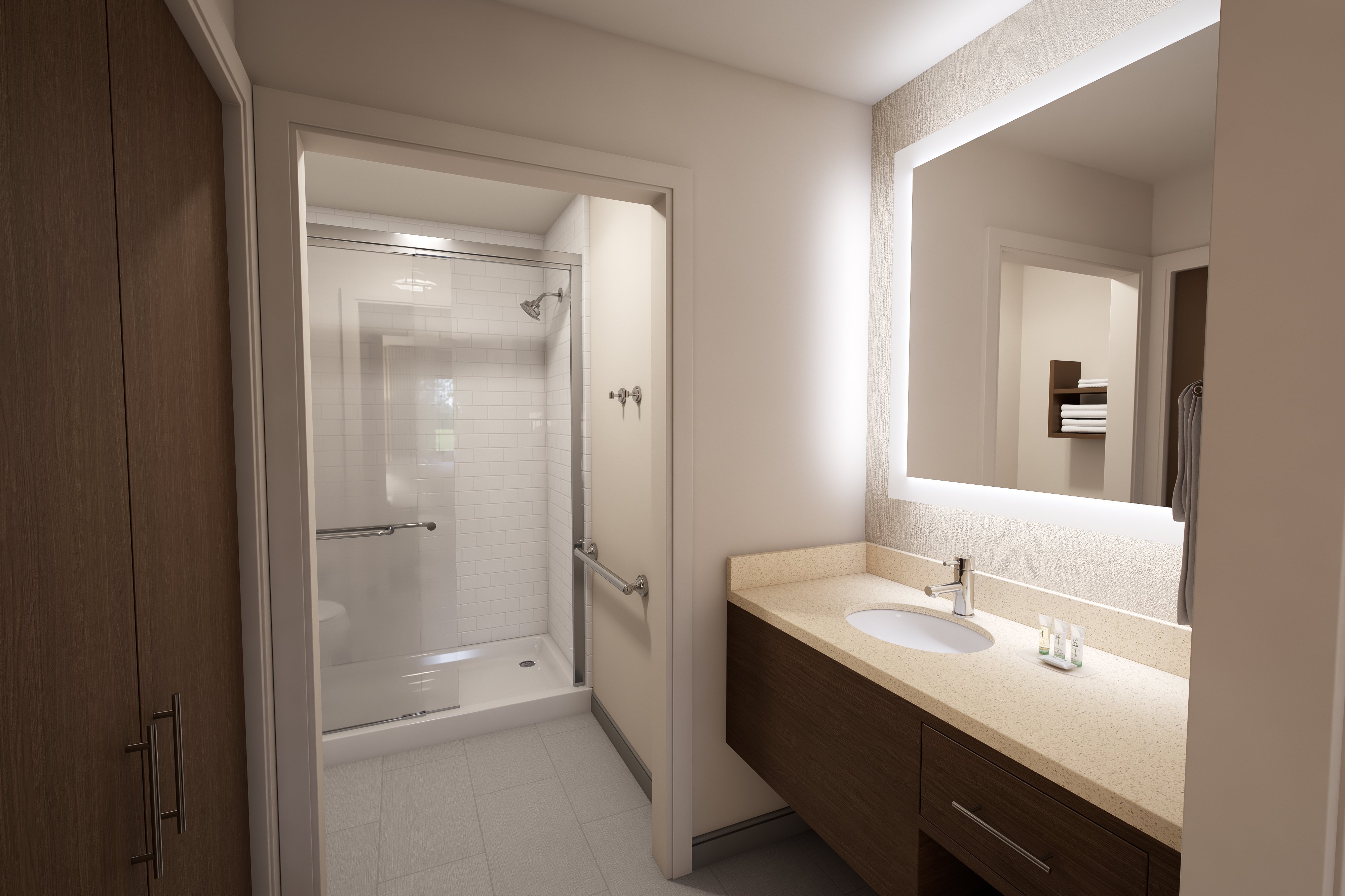 STAYBRIDGE STES DENTON BY IHG-guestroom-Spacious Walk-in Shower in King One Bedroom Suite.jpg