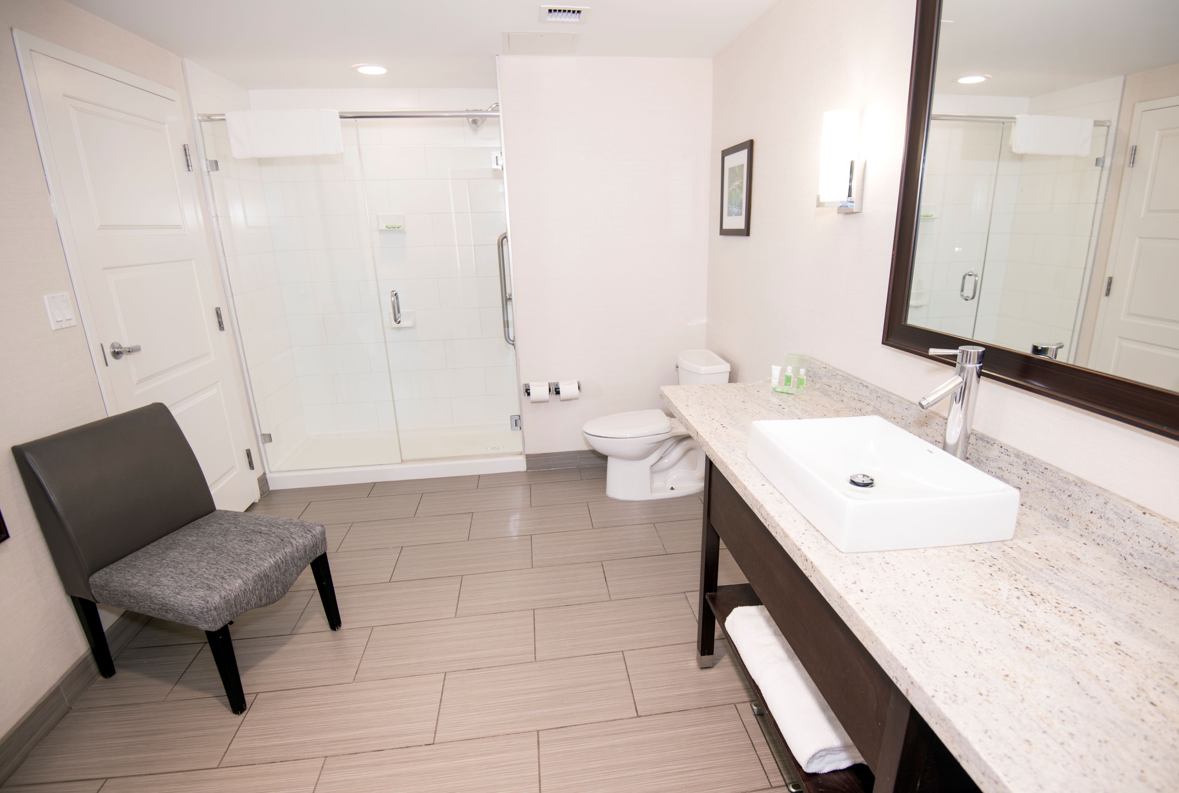 Reenergized with a refreshing shower in our spacious bathroom