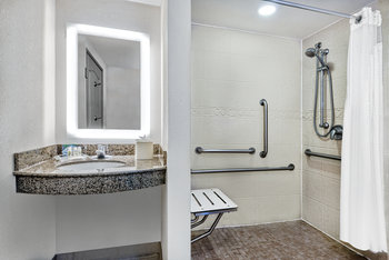 We designed our mobility accessible bathroom for your convenient. 