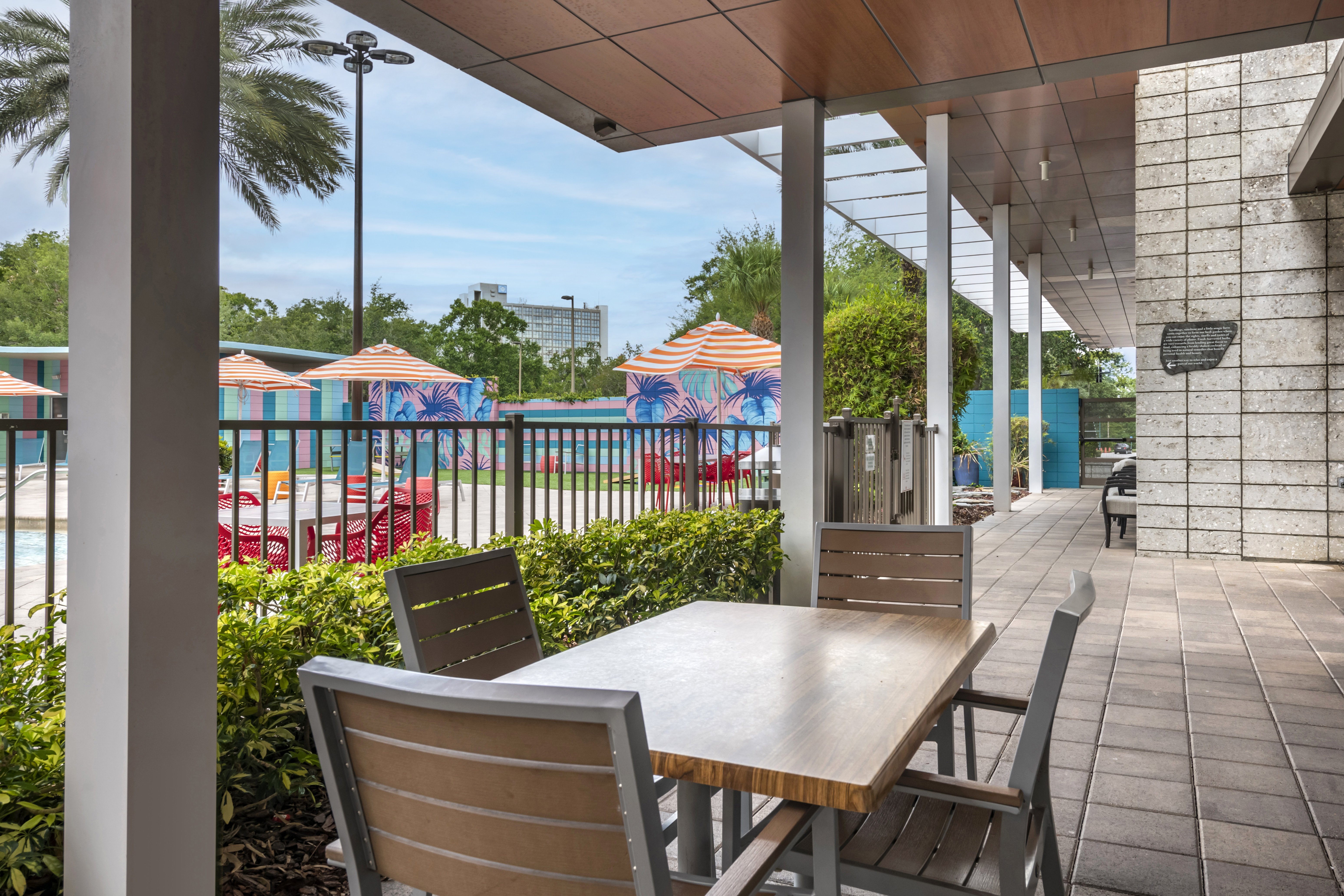 Enjoy outdoor dining on our covered patio