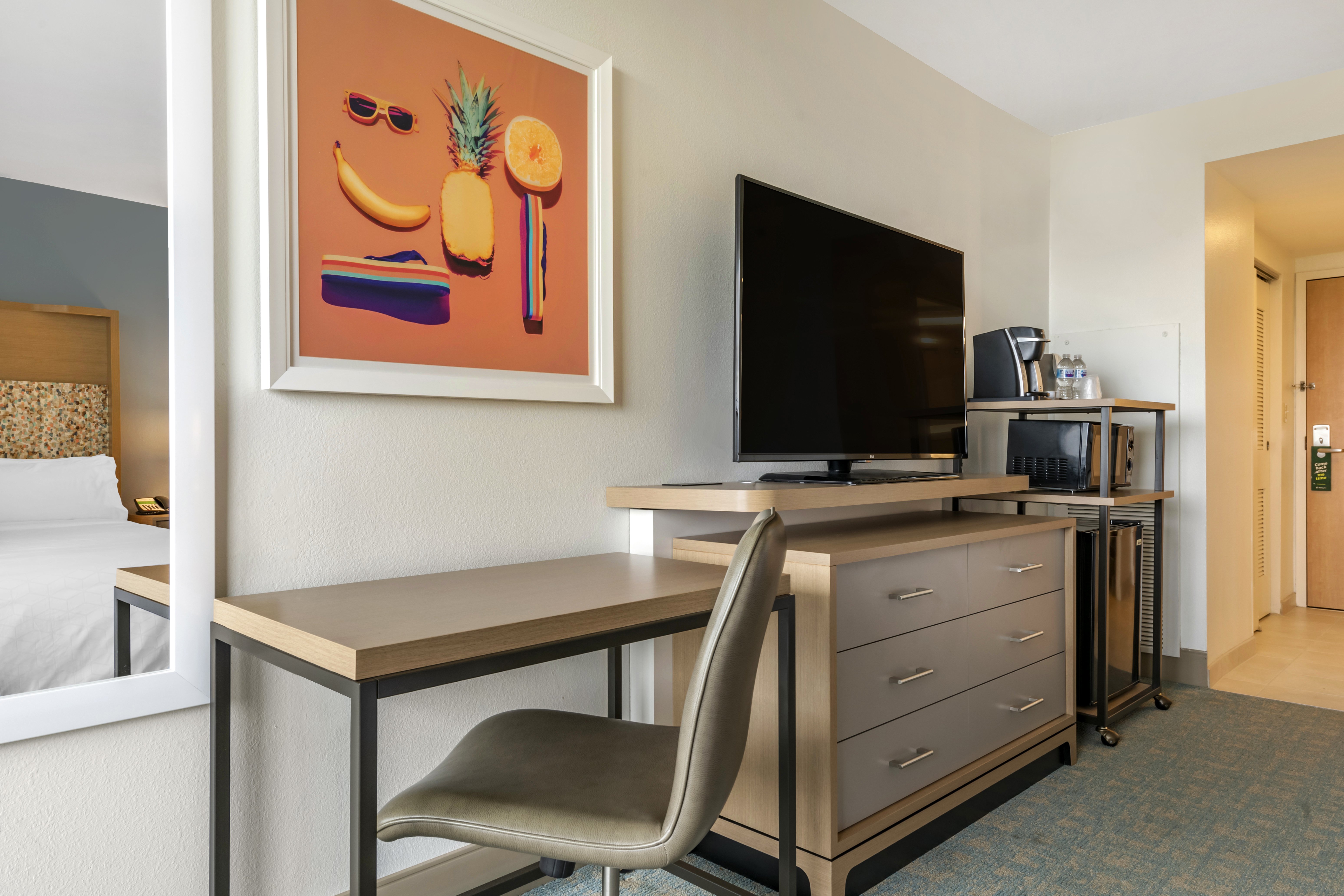 Guest Rooms feature Keurig Coffee Makers, Microwaves, Mini-Fridges