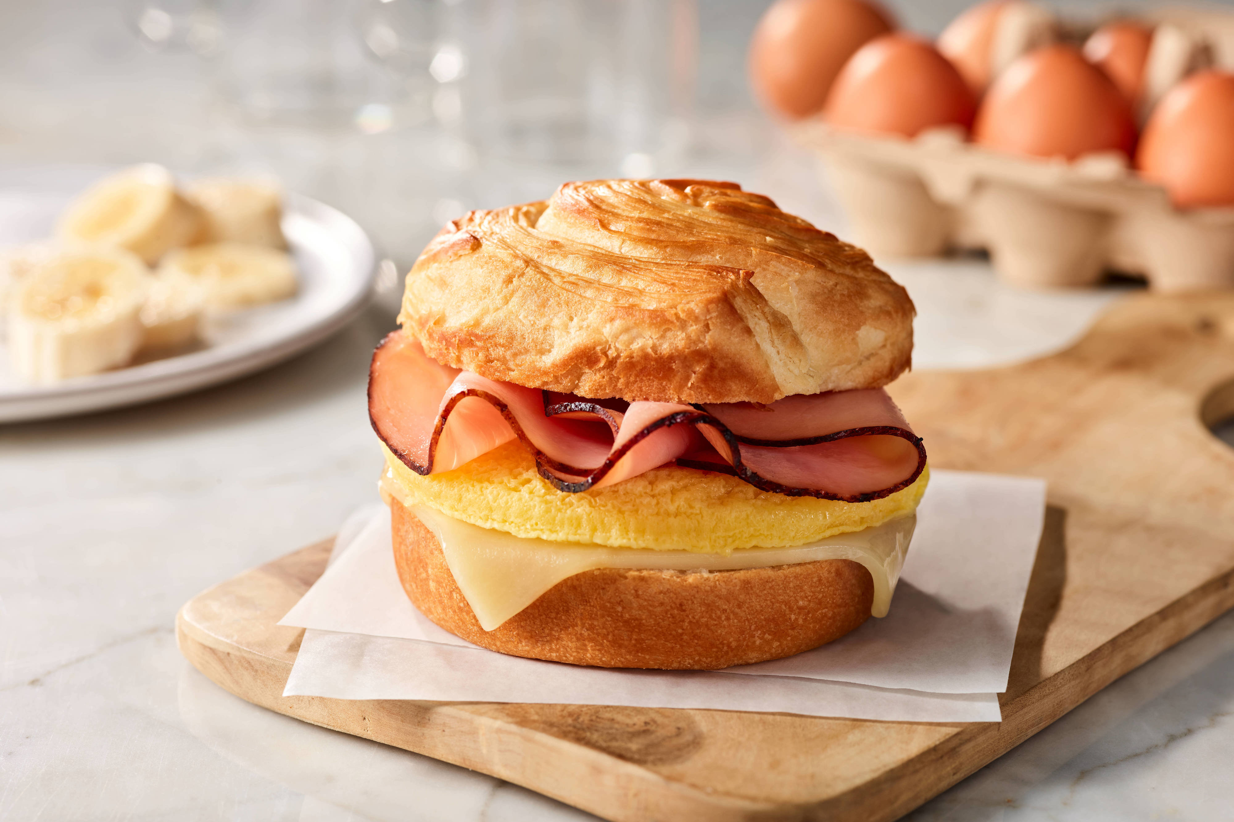 Egg, Ham & Cheese on a Croissant Roll