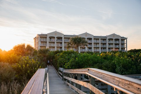 View of property building from boardwalk. 