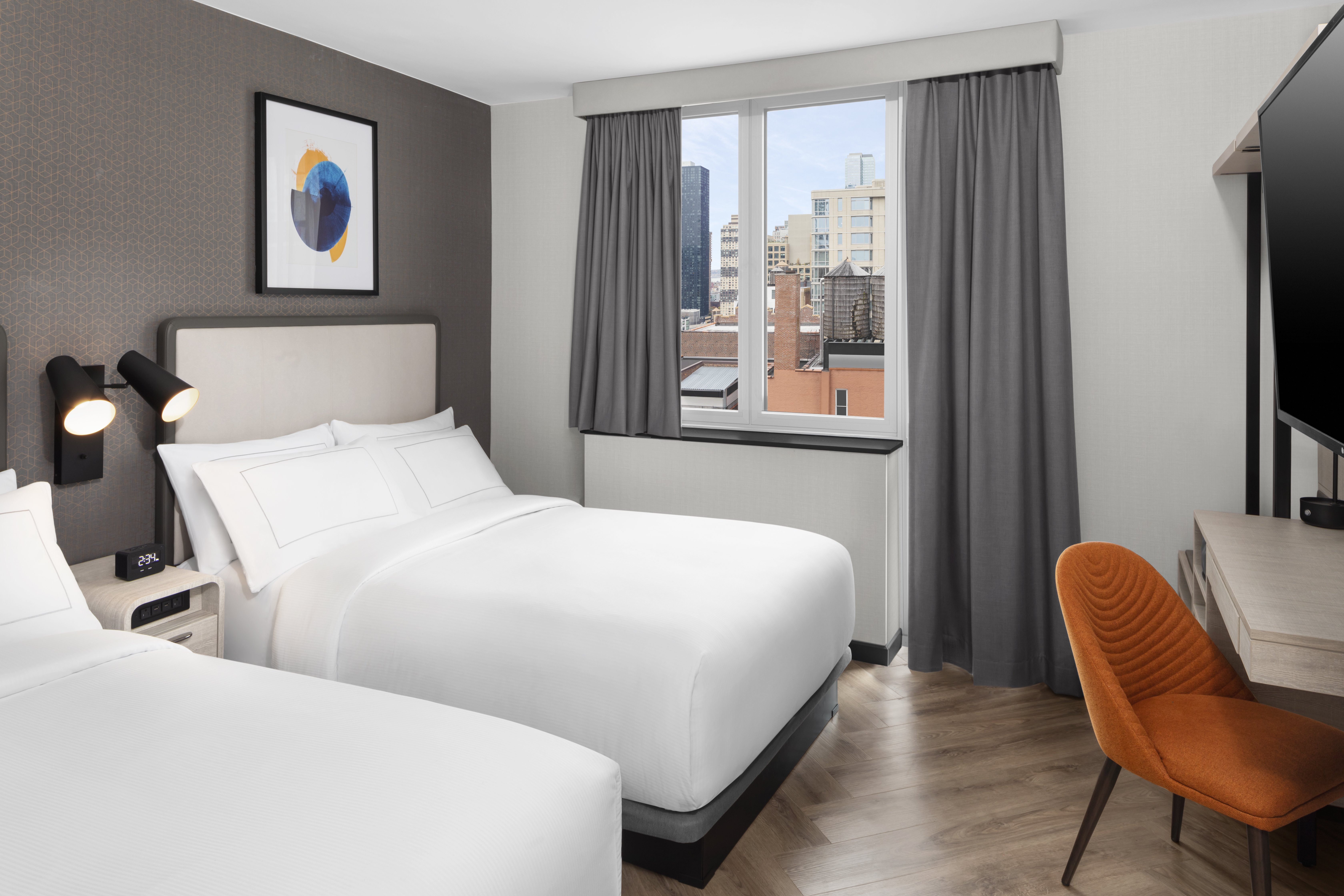 Book a Double Bed guest room with a view of New York City.