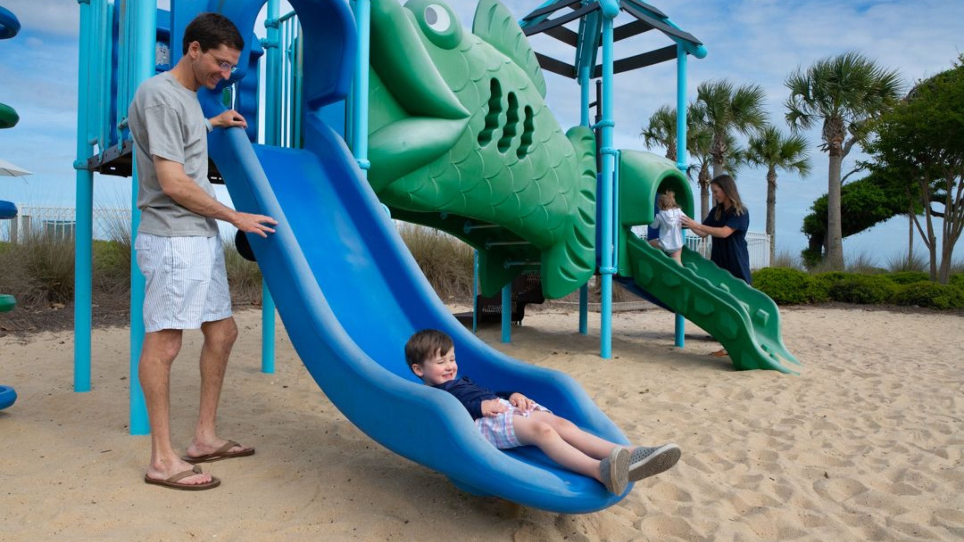 Steps from the pool and ocean is our ocean themed playground!