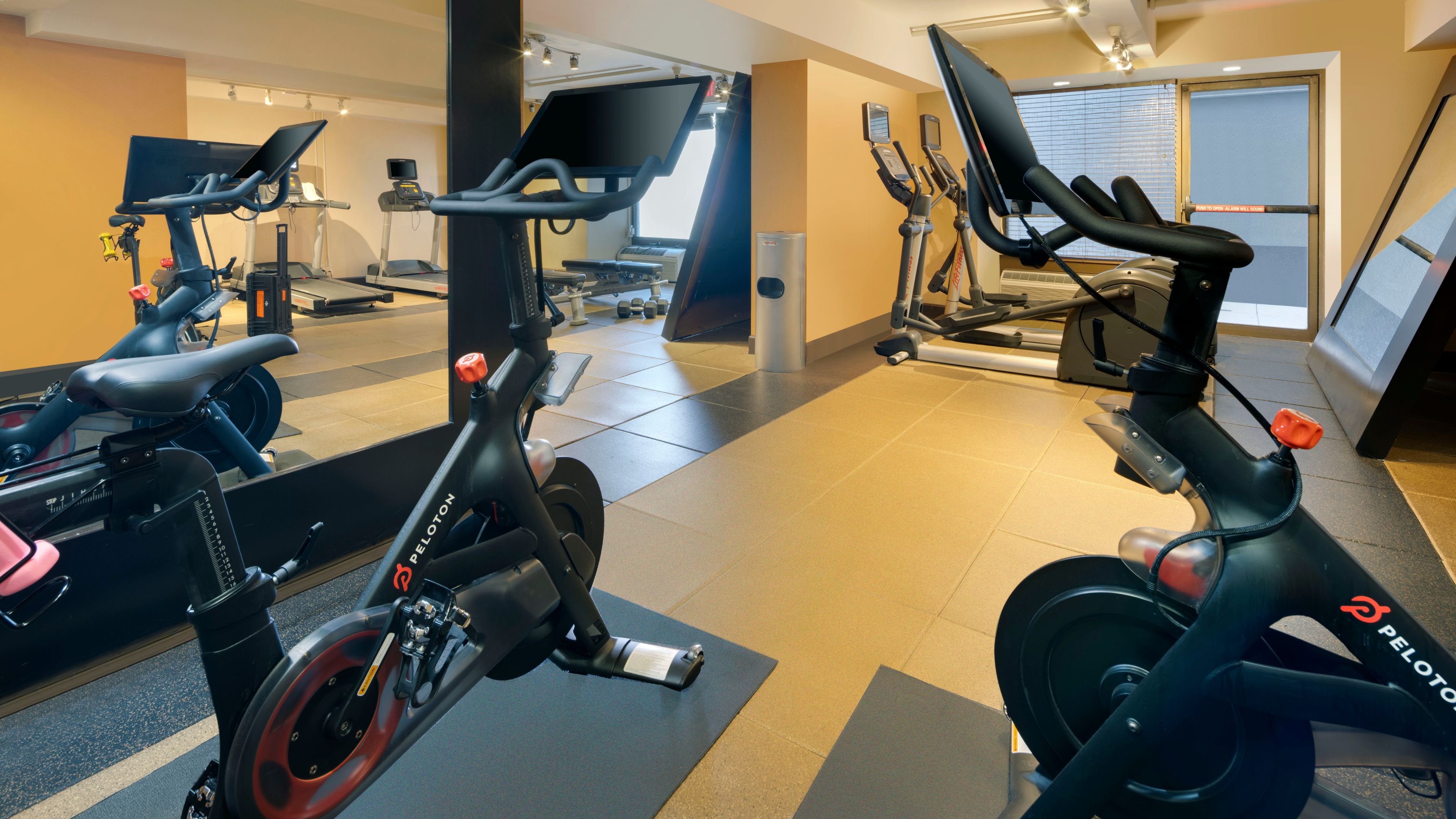 Our fitness center was recently renovated and has Peloton Bikes.