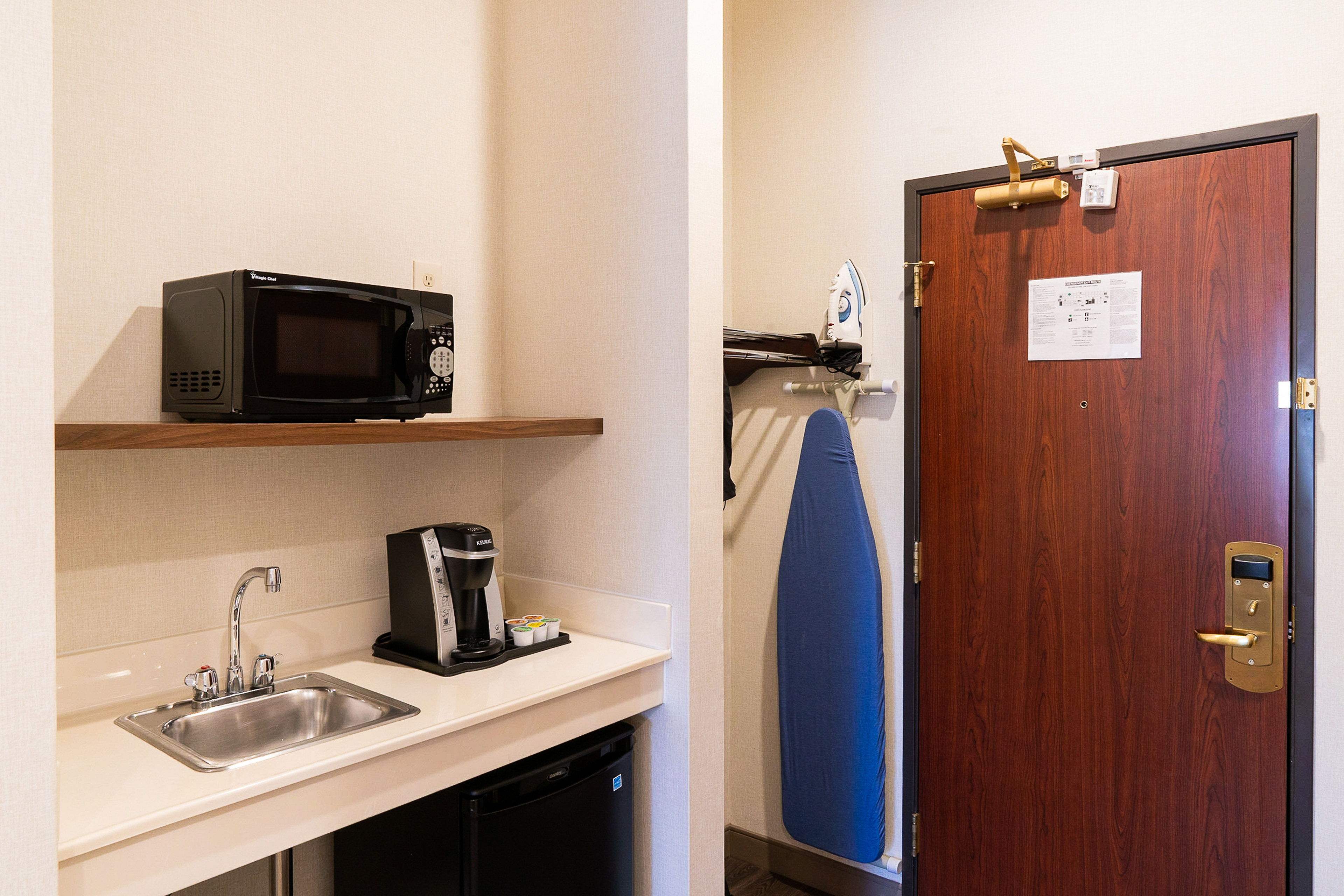 Microwave, Keurig machine and mini fridge in all rooms. 