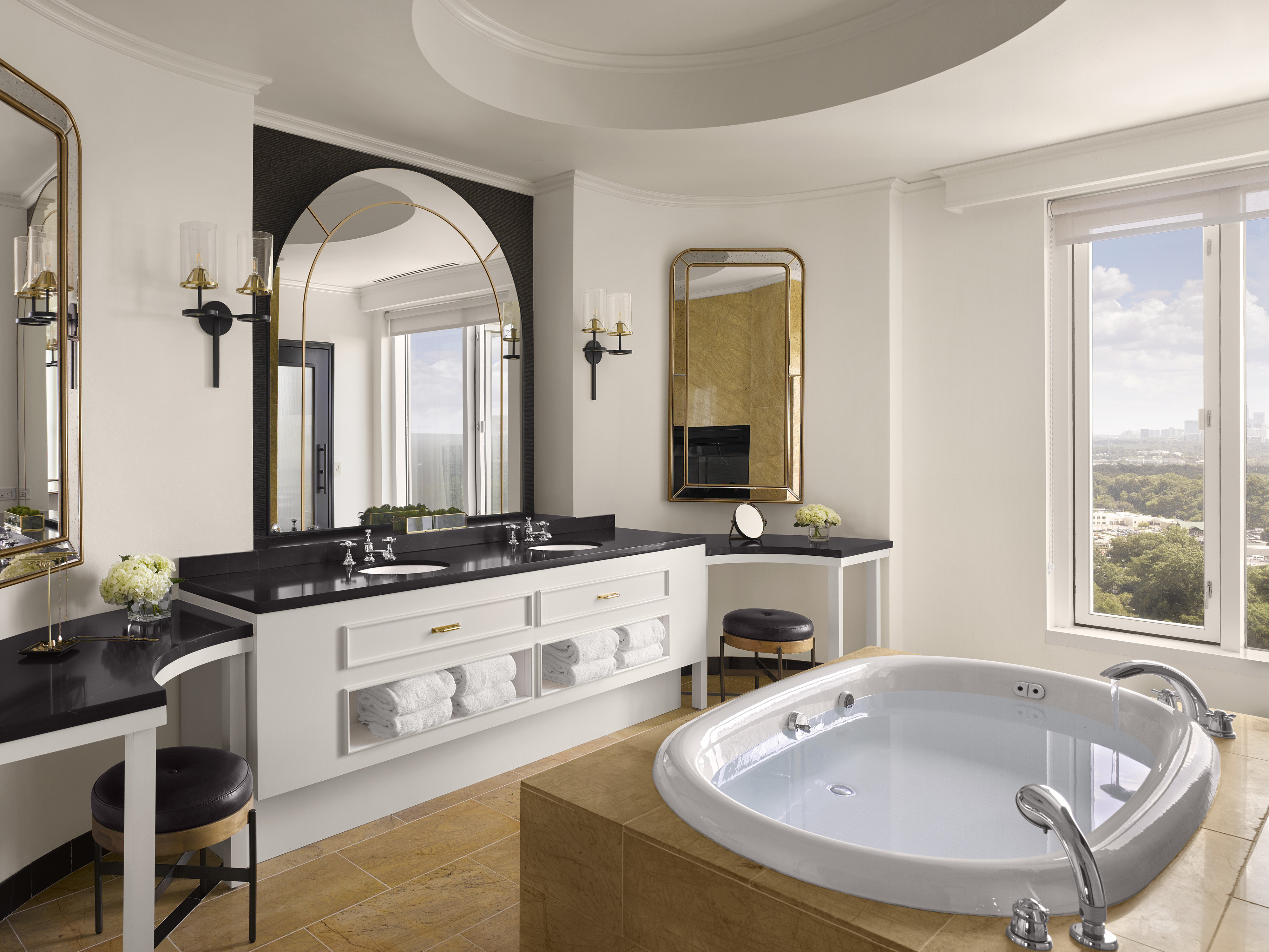 Double sinks and soaking tub