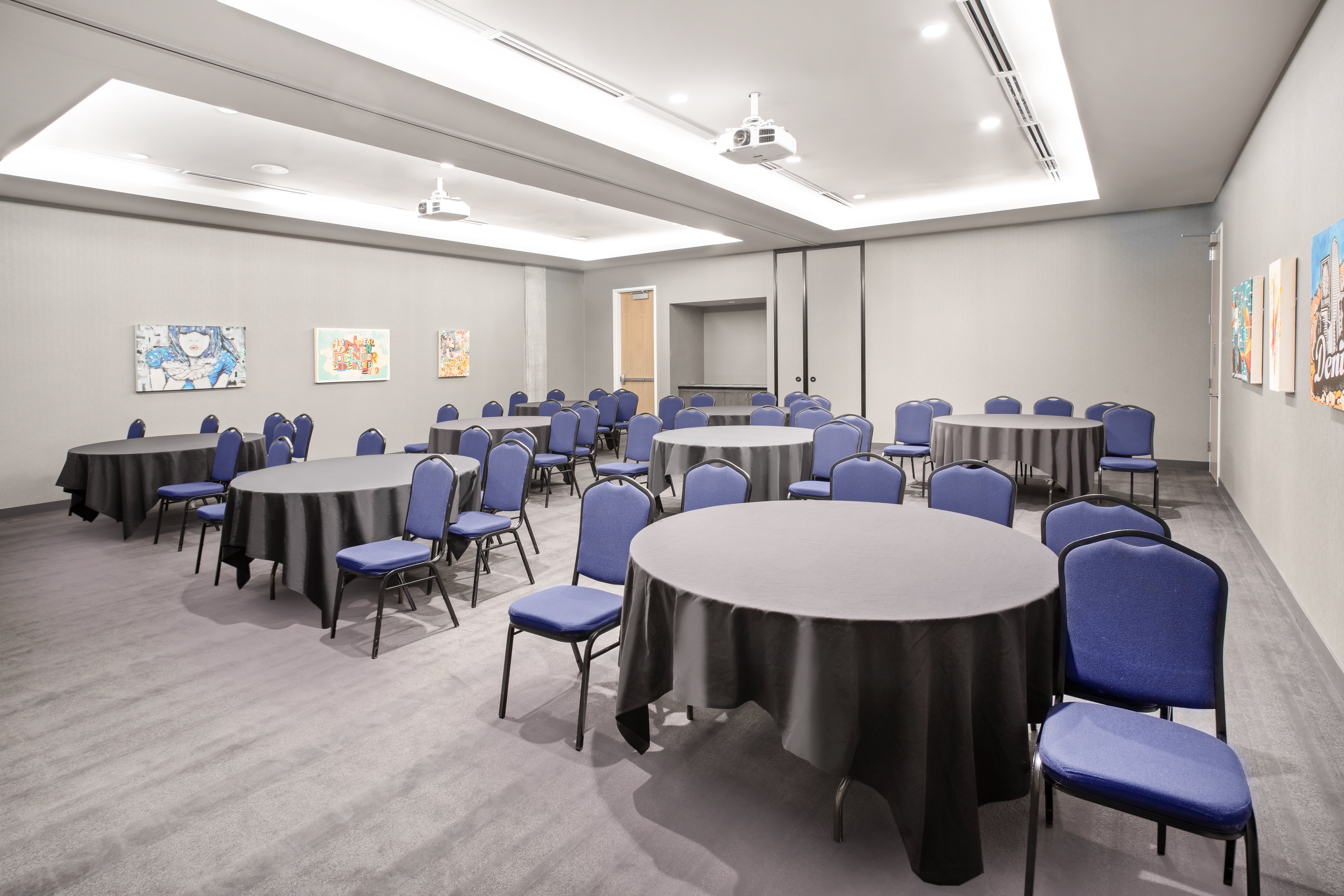 1188 sqft of flexible space with built in projectors and screens