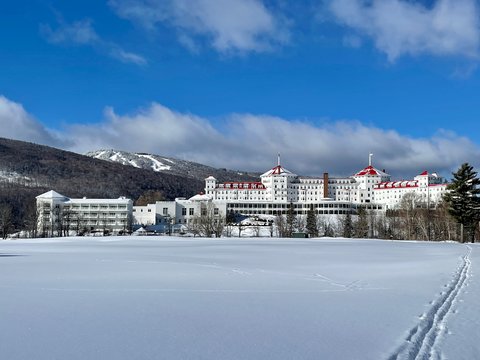 Resort exterior in the snow