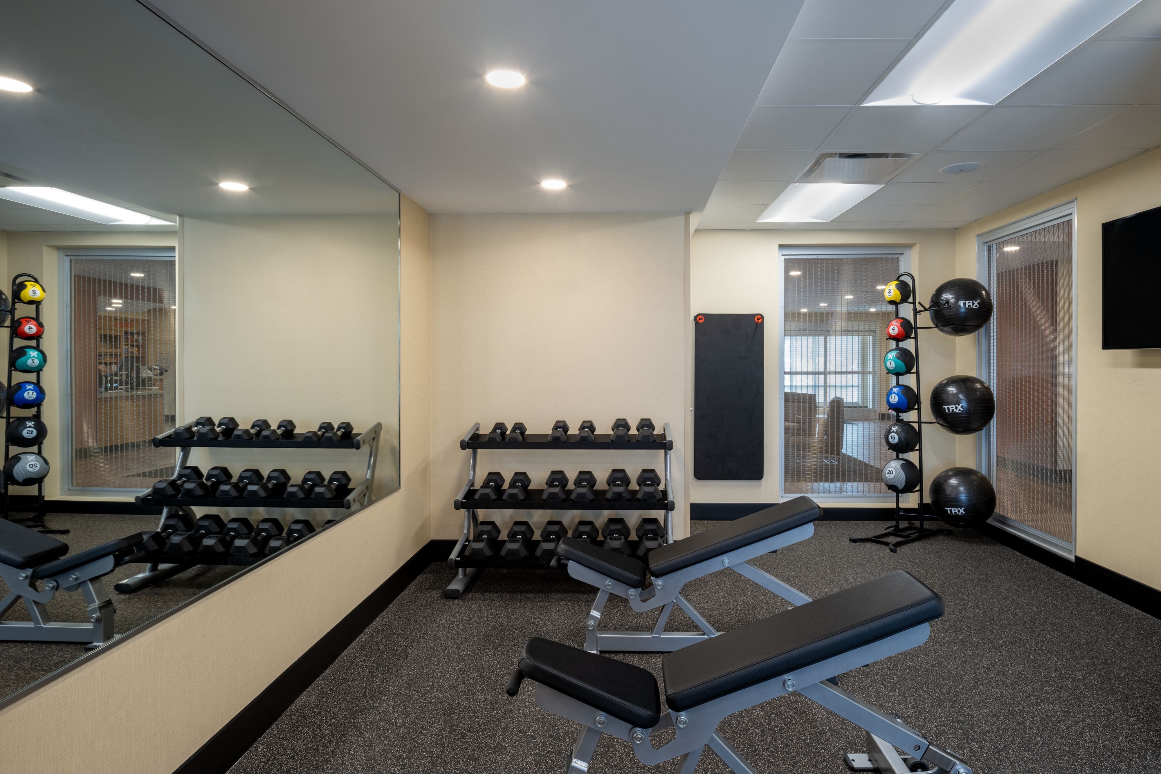 Exercise room with weights