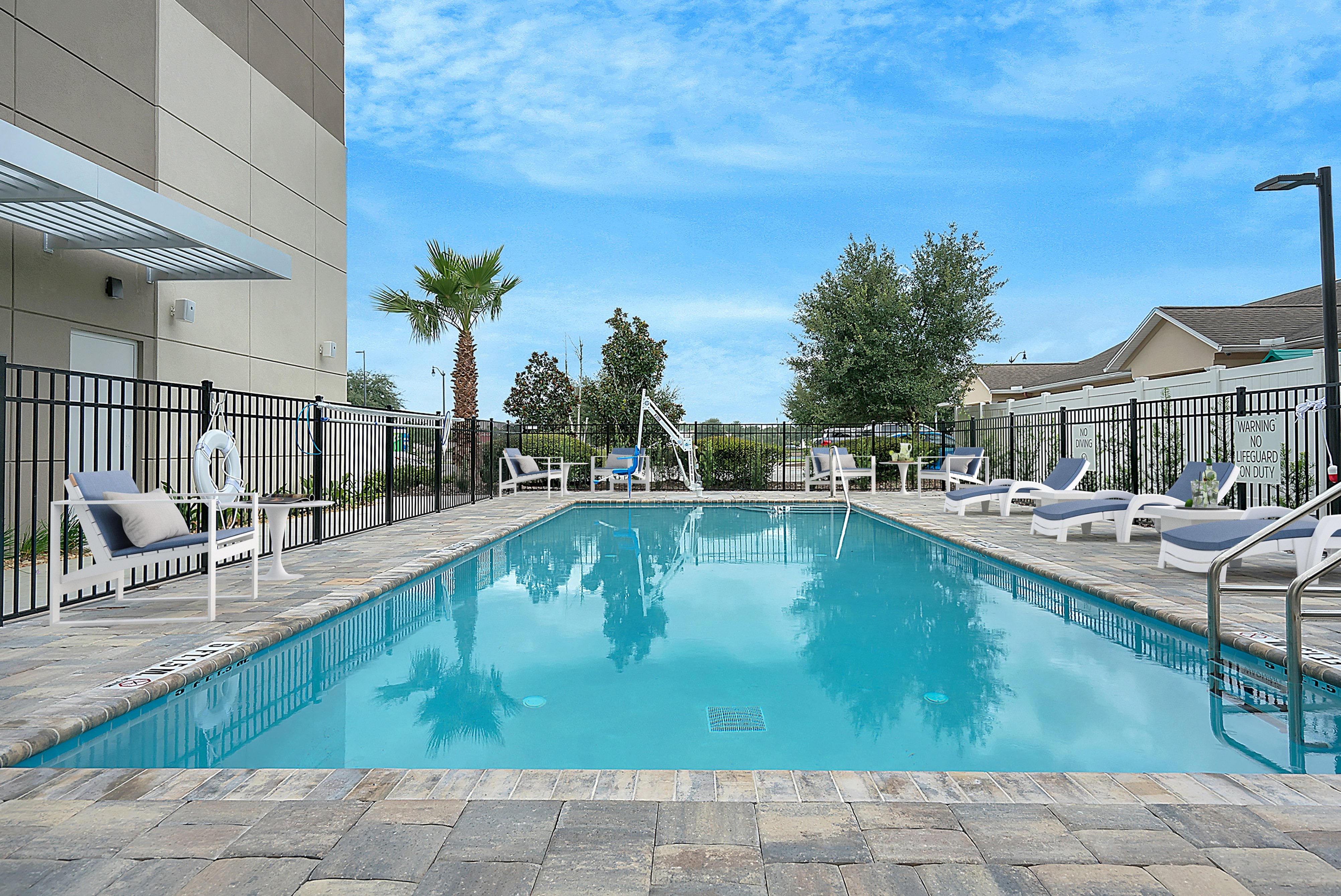 Year round outdoor swimming pool great for relaxation & hang out.