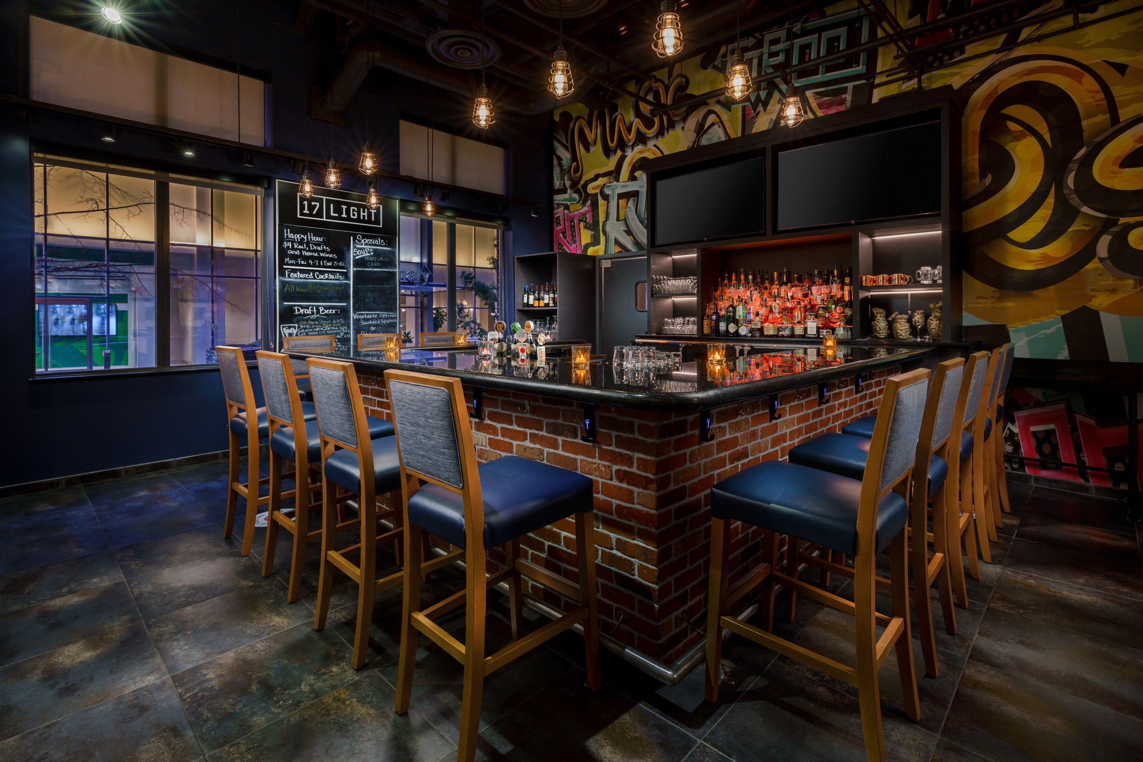 Bar seating at 17 Light
