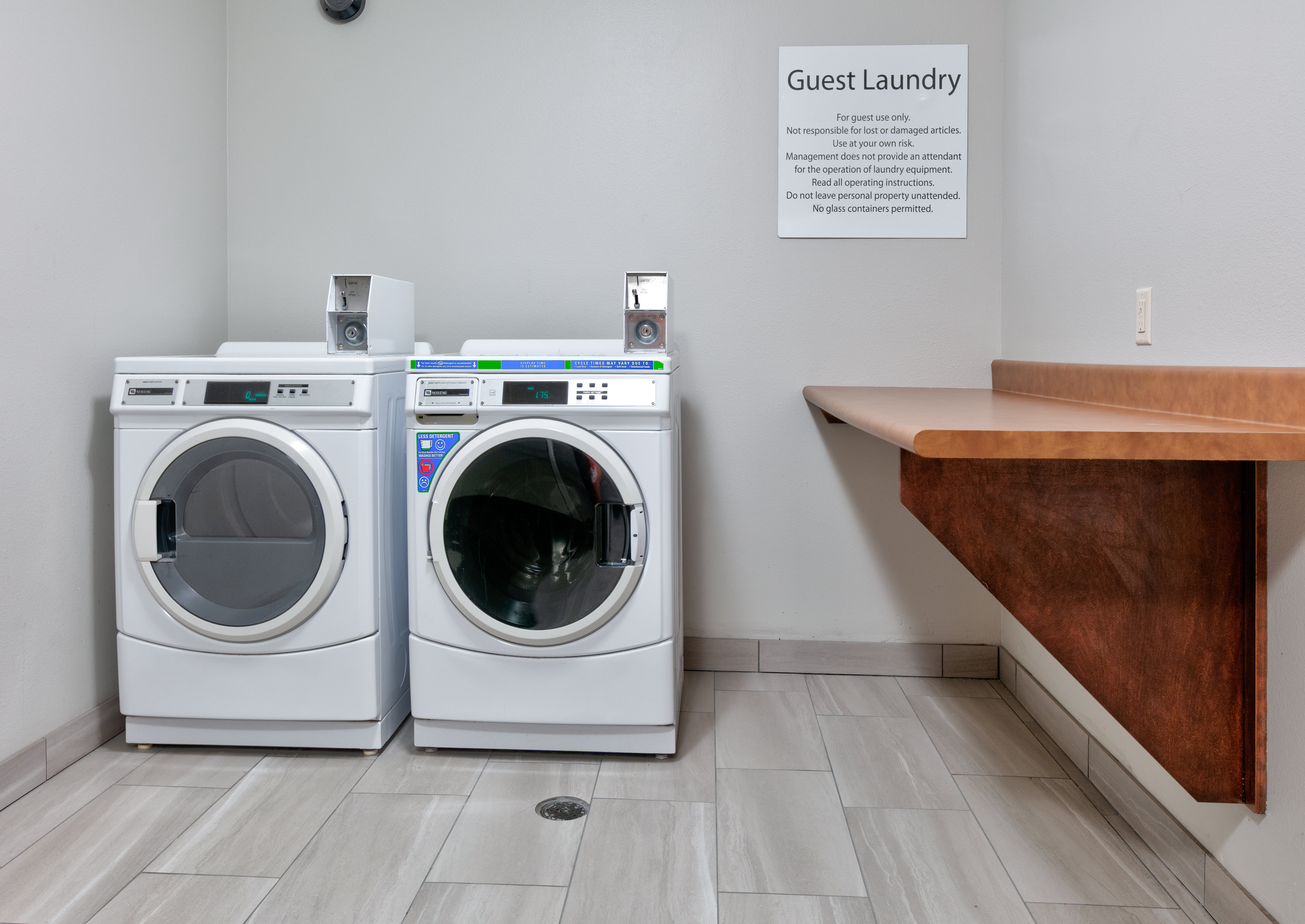A washer and dryer is located on each floor for your convenience