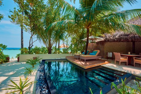 Halaveli Maldives Beach Villa Pool HD